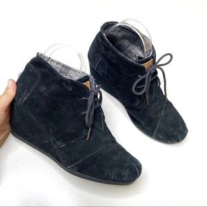 Toms Desert Wedge Lace Up Booties Black 9.5